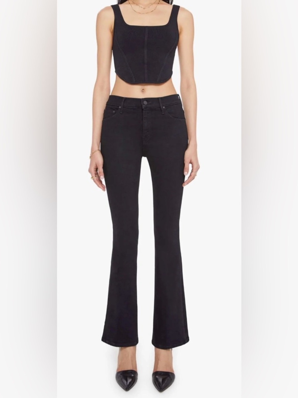 MOTHER Denim NWT The Weekender Nightly night Black Flare Jeans Size 29